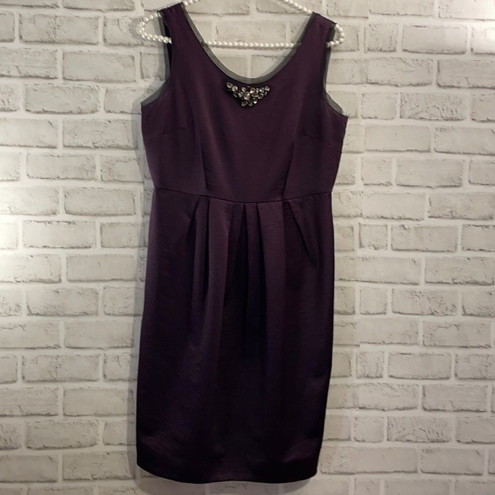 Simply Vera Wang Purple Black Embellished Sleeveless Dress Rhinestones in Neck